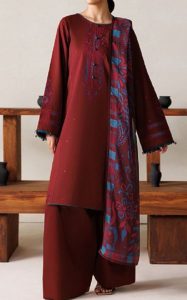 Farasha Maroon Lawn Suit | Pakistani Lawn Dress in USA- Image 1