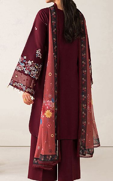 Farasha Wine Lawn Suit | Pakistani Lawn Dress in USA- Image 2