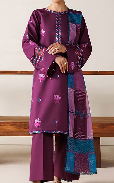 Farasha Purple Lawn Suit | Pakistani Lawn Dress in USA- Image 1