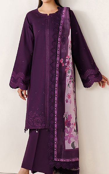 Farasha Purple Lawn Suit | Pakistani Lawn Dress in USA- Image 1