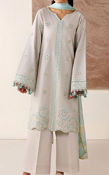 Farasha Light Grey Lawn Suit | Pakistani Lawn Dress in USA- Image 1