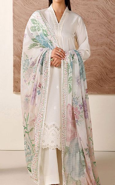Farasha Off-white Lawn Suit | Pakistani Lawn Dress in USA- Image 1