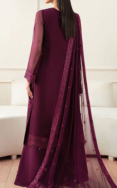 Farasha Violet Chiffon Suit | Pakistani Embroidered Chiffon Dresses USA- Image 2