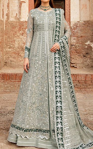 Farasha Sage Green Chiffon Suit | Pakistani Embroidered Chiffon Dresses USA- Image 1