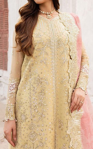 Farasha Sand Gold Chiffon Suit | Pakistani Embroidered Chiffon Dresses USA- Image 3