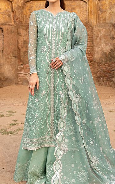 Farasha Mint Green Chiffon Suit | Pakistani Embroidered Chiffon Dresses USA- Image 1