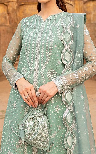 Farasha Mint Green Chiffon Suit | Pakistani Embroidered Chiffon Dresses USA- Image 3