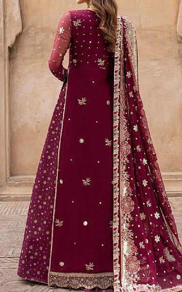 Farasha Dark Raspberry Chiffon Suit | Pakistani Embroidered Chiffon Dresses USA- Image 2