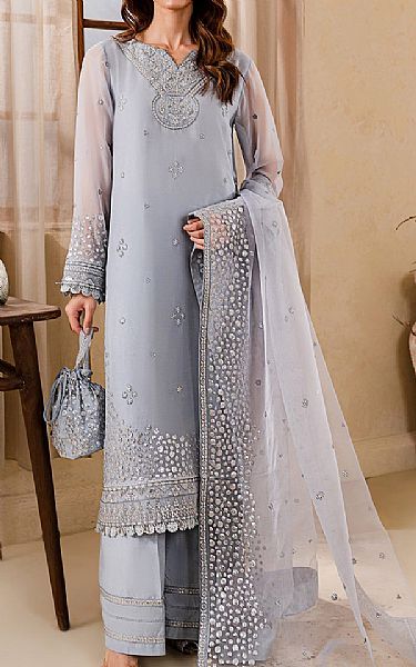 Farasha Grey Chateau Chiffon Suit | Pakistani Embroidered Chiffon Dresses- Image 1