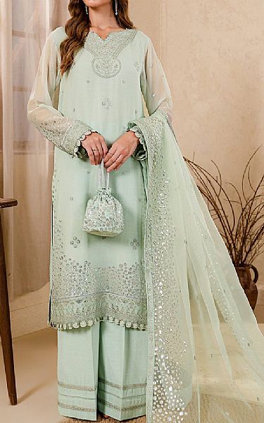 Farasha Sea Mist Chiffon Suit | Pakistani Embroidered Chiffon Dresses- Image 1