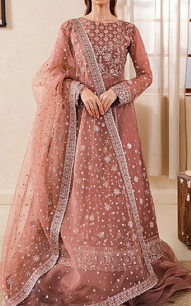 Farasha Pinkish Brown Chiffon Suit | Pakistani Embroidered Chiffon Dresses- Image 1