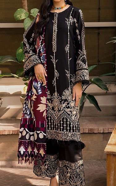 Farasha Black Khaddar Suit | Pakistani Dresses in USA- Image 1