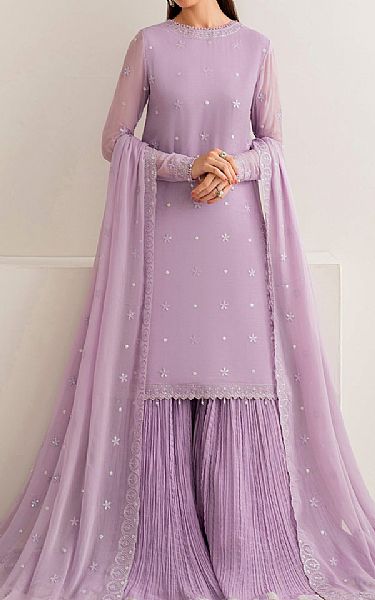 Farasha Lilac Chiffon Suit | Pakistani Embroidered Chiffon Dresses USA- Image 1