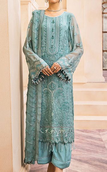 Farasha Sea Green Chiffon Suit | Pakistani Dresses in USA- Image 1