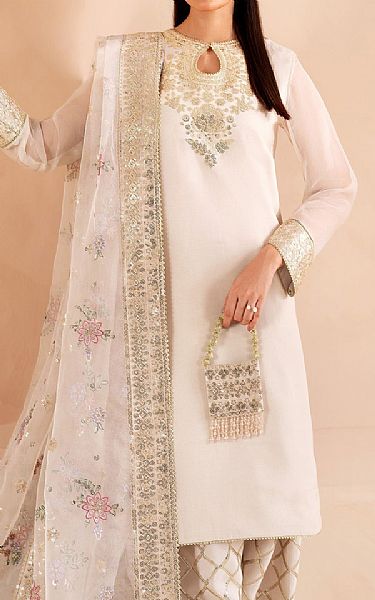 Farasha Off White Chiffon Suit | Pakistani Embroidered Chiffon Dresses USA- Image 3