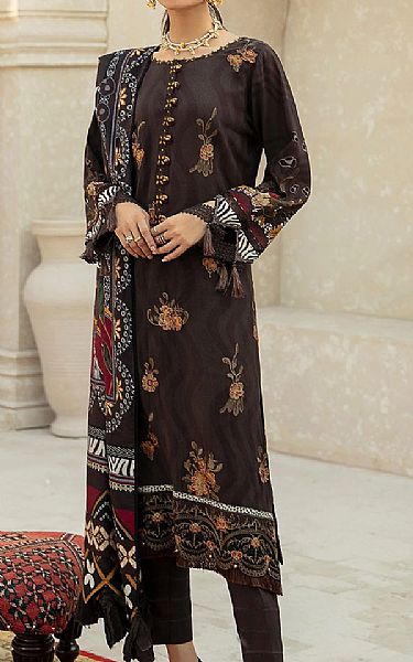 Farasha Dark Brown Linen Suit | Pakistani Dresses in USA- Image 1