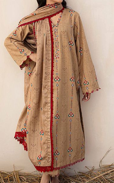 Farasha Tan Khaddar Suit | Pakistani Winter Dresses- Image 1