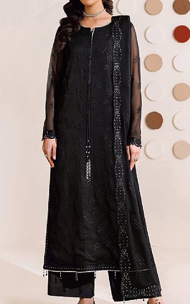 Farasha Black Chiffon Suit | Pakistani Embroidered Chiffon Dresses USA- Image 1