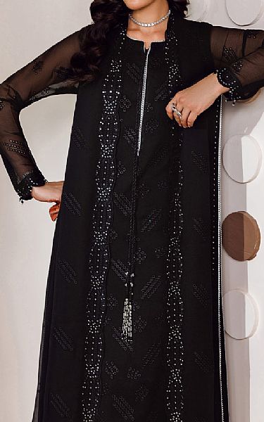 Farasha Black Chiffon Suit | Pakistani Embroidered Chiffon Dresses USA- Image 3