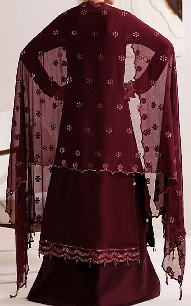 Farasha Wine Chiffon Suit | Pakistani Embroidered Chiffon Dresses USA- Image 2