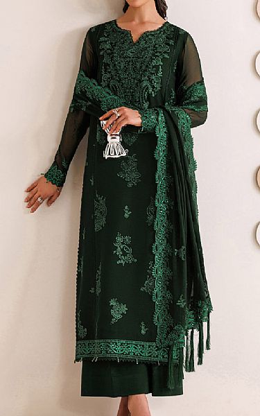 Farasha Timber Green Chiffon Suit | Pakistani Embroidered Chiffon Dresses USA- Image 1