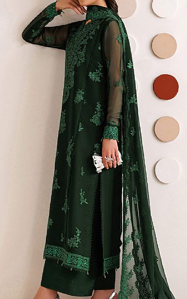 Farasha Timber Green Chiffon Suit | Pakistani Embroidered Chiffon Dresses USA- Image 3