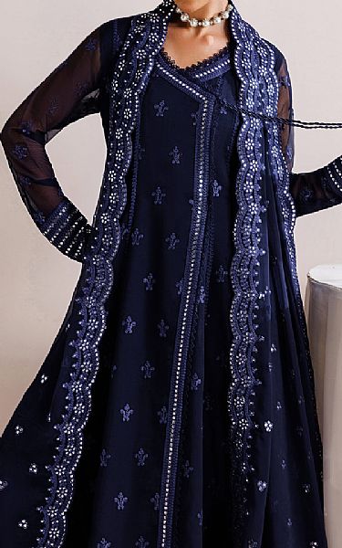 Farasha Navy Blue Chiffon Suit | Pakistani Embroidered Chiffon Dresses USA- Image 3