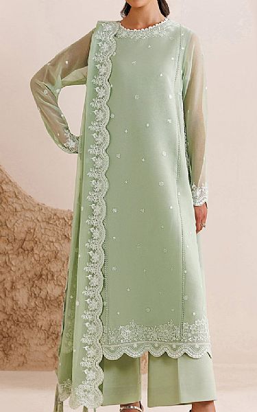 Farasha Light Green Chiffon Suit | Pakistani Embroidered Chiffon Dresses USA- Image 1
