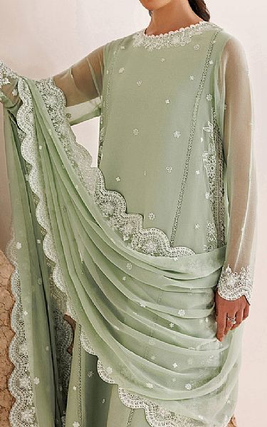 Farasha Light Green Chiffon Suit | Pakistani Embroidered Chiffon Dresses USA- Image 3