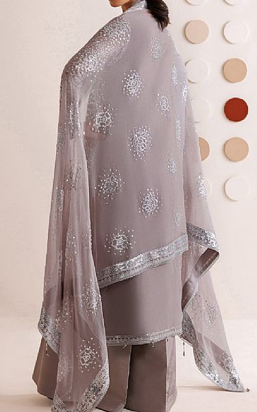 Farasha Dusty Grey Chiffon Suit | Pakistani Embroidered Chiffon Dresses USA- Image 2