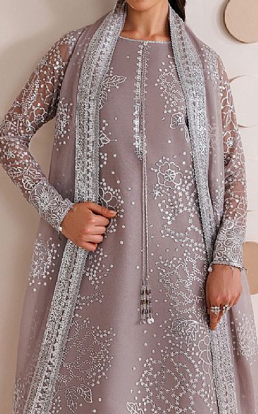 Farasha Dusty Grey Chiffon Suit | Pakistani Embroidered Chiffon Dresses USA- Image 3