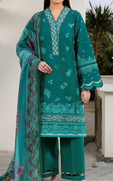 Farasha Teal Lawn Suit | Pakistani Lawn Dress in USA- Image 1