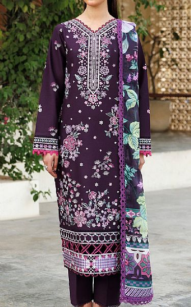 Farasha Wine Berry Lawn Suit | Pakistani Lawn Dress in USA- Image 1