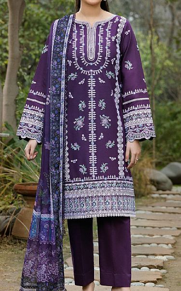 Farasha Egg Plant Lawn Suit | Pakistani Lawn Dress in USA- Image 1