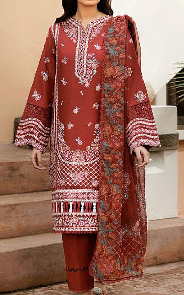 Farasha Pale Carmine Lawn Suit | Pakistani Lawn Dress in USA- Image 1
