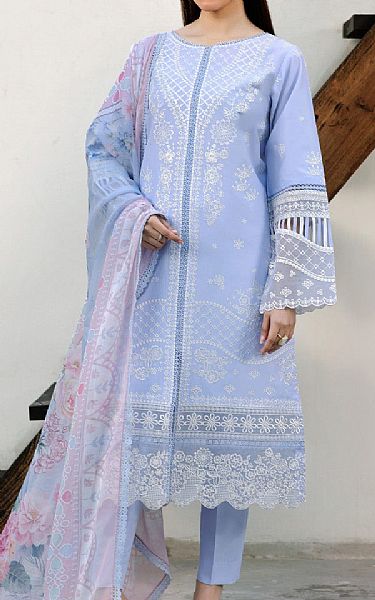 Farasha Light Periwinkle Lawn Suit | Pakistani Lawn Dress in USA- Image 1