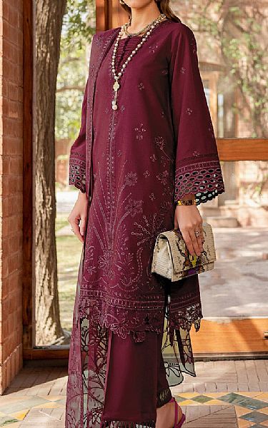 Farasha Wine Lawn Suit | Pakistani Lawn Dress in USA- Image 1