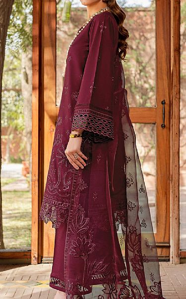 Farasha Wine Lawn Suit | Pakistani Lawn Dress in USA- Image 2