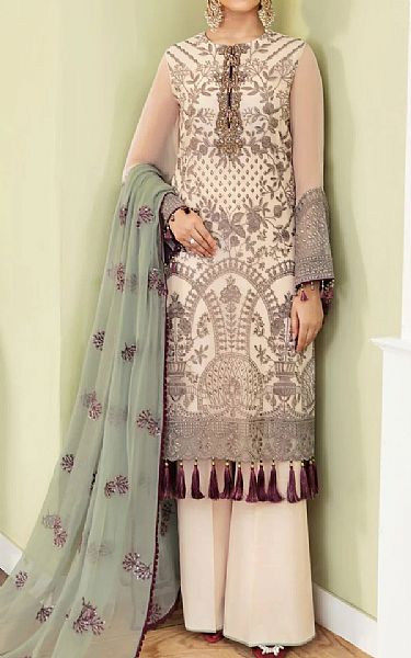 Flossie Ivory Chiffon Suit | Pakistani Embroidered Chiffon Dresses- Image 1
