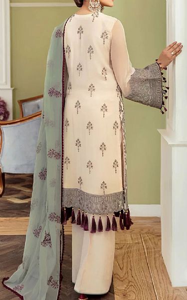 Flossie Ivory Chiffon Suit | Pakistani Embroidered Chiffon Dresses- Image 2