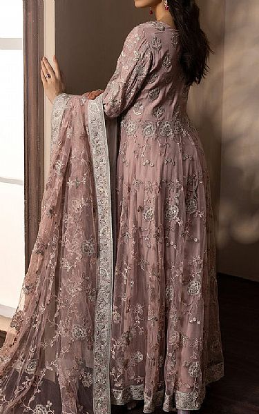Flossie Brandy Rose Net Suit | Pakistani Embroidered Chiffon Dresses- Image 2