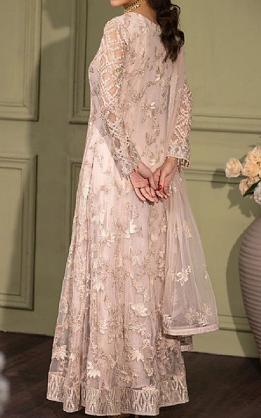Flossie Oyster Pink Net Suit | Pakistani Embroidered Chiffon Dresses- Image 2