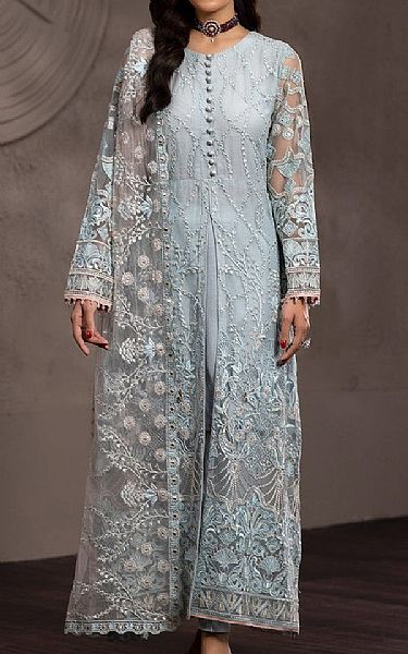 Flossie Grey Chateau Net Suit | Pakistani Embroidered Chiffon Dresses- Image 1