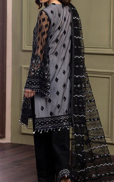 Flossie Dove Grey/Black Net Suit | Pakistani Embroidered Chiffon Dresses- Image 2