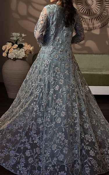 Flossie Regent Grey Net Suit | Pakistani Embroidered Chiffon Dresses- Image 2