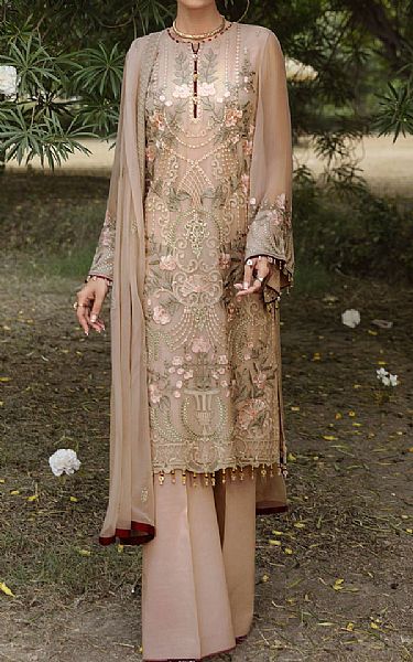 Tan Chiffon Suit | Pakistani Dresses in USA