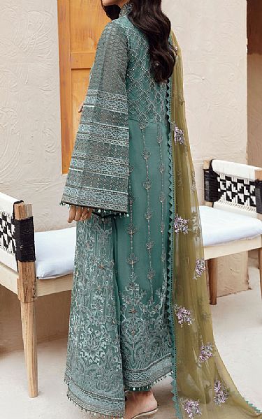 Flossie Teal Green Chiffon Suit | Pakistani Embroidered Chiffon Dresses USA- Image 2