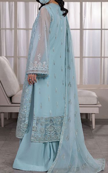 Flossie Sky Blue Chiffon Suit | Pakistani Embroidered Chiffon Dresses USA- Image 2