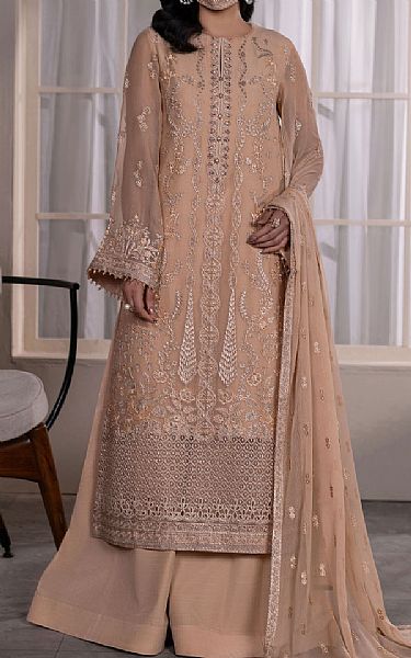 Flossie Peach Chiffon Suit | Pakistani Embroidered Chiffon Dresses USA- Image 1