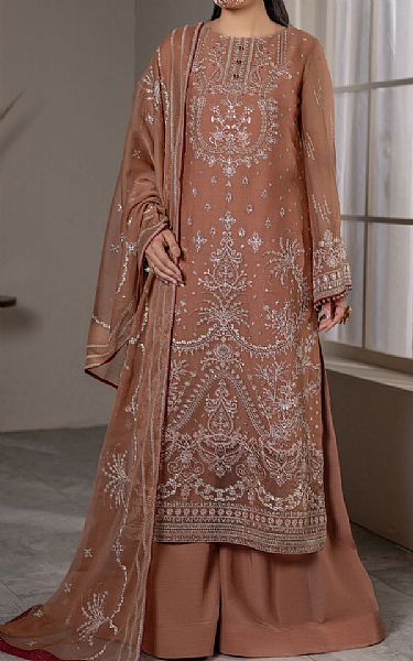 Flossie Brown Chiffon Suit | Pakistani Embroidered Chiffon Dresses USA- Image 1